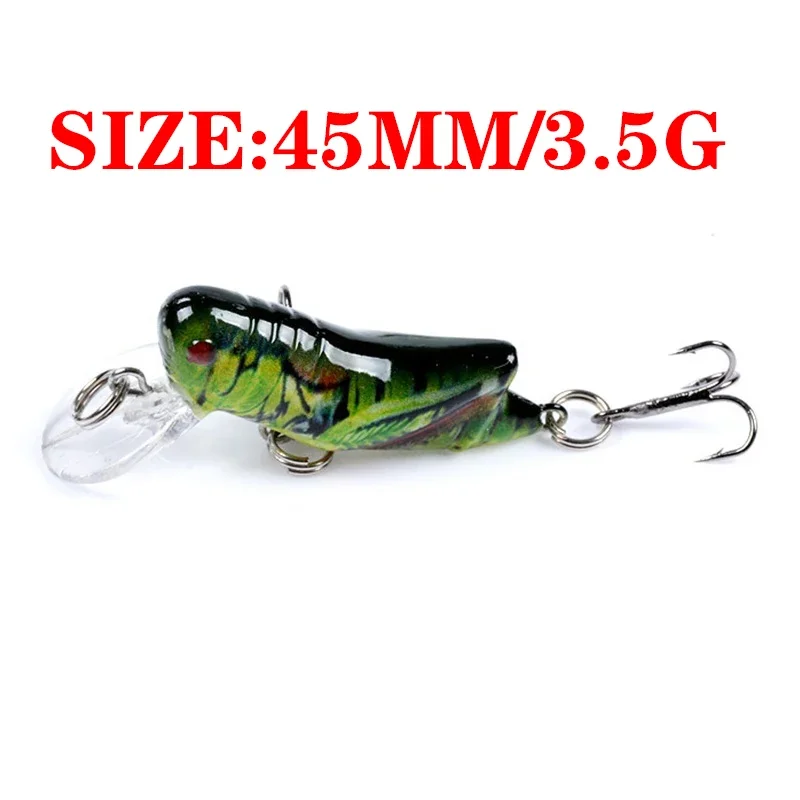 

45mm/3.4g 1PCS ABS Plastic Lua Bait Bionic Insect Grasshopper Painted Plastic Hard Bait False Bait Grass Carp Chub Carp Killer