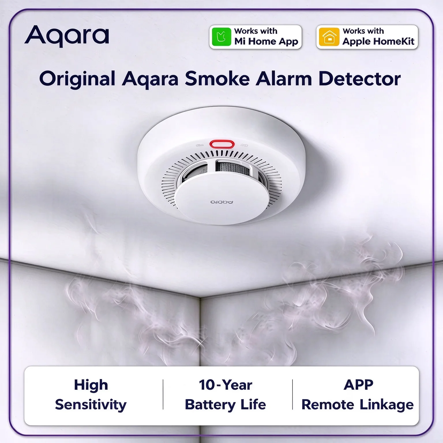 Original Aqara Smoke Alarm Detector ZigBee Smart Fire Sensor Loud Alert Home Security APP Remote Control Mi Home Apple HomeKit
