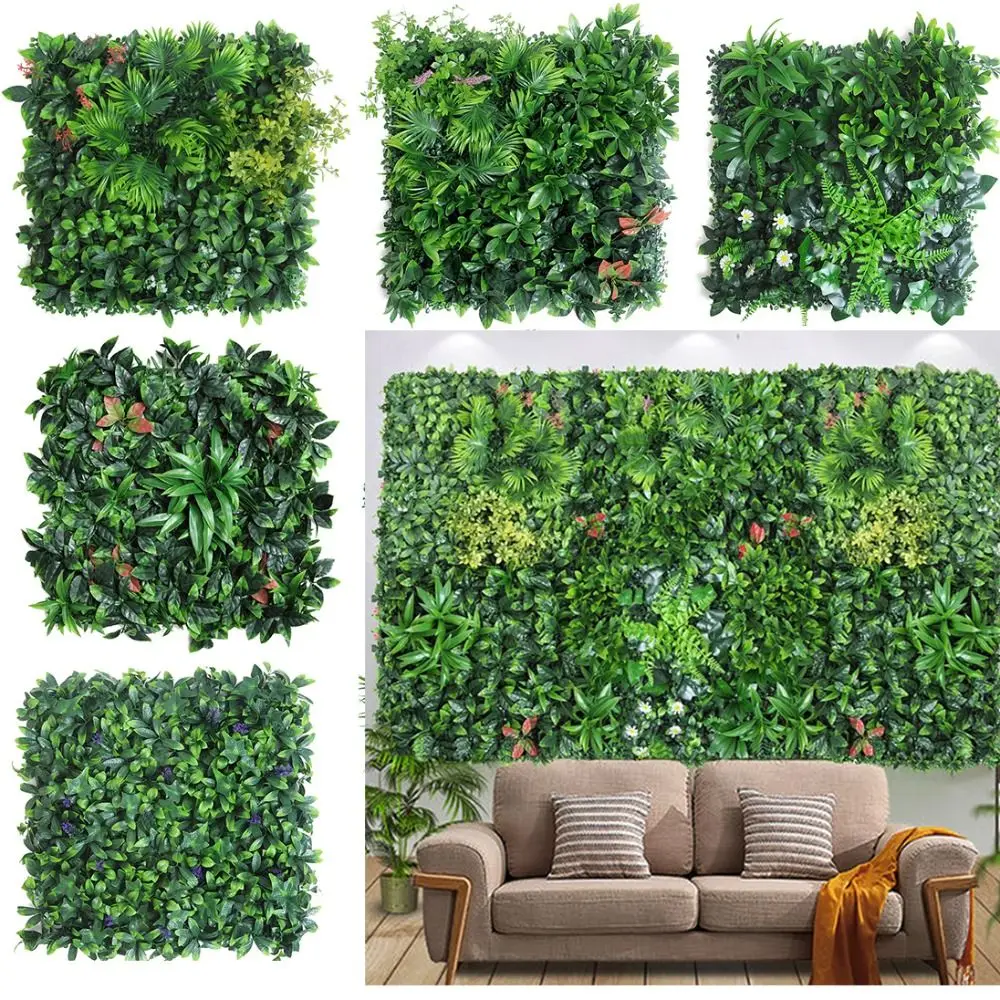 

DIY Plastic Artificial Plant Wall Simulated 50x50CM Garden Grass Wall Flower Wall Panel Home Decor