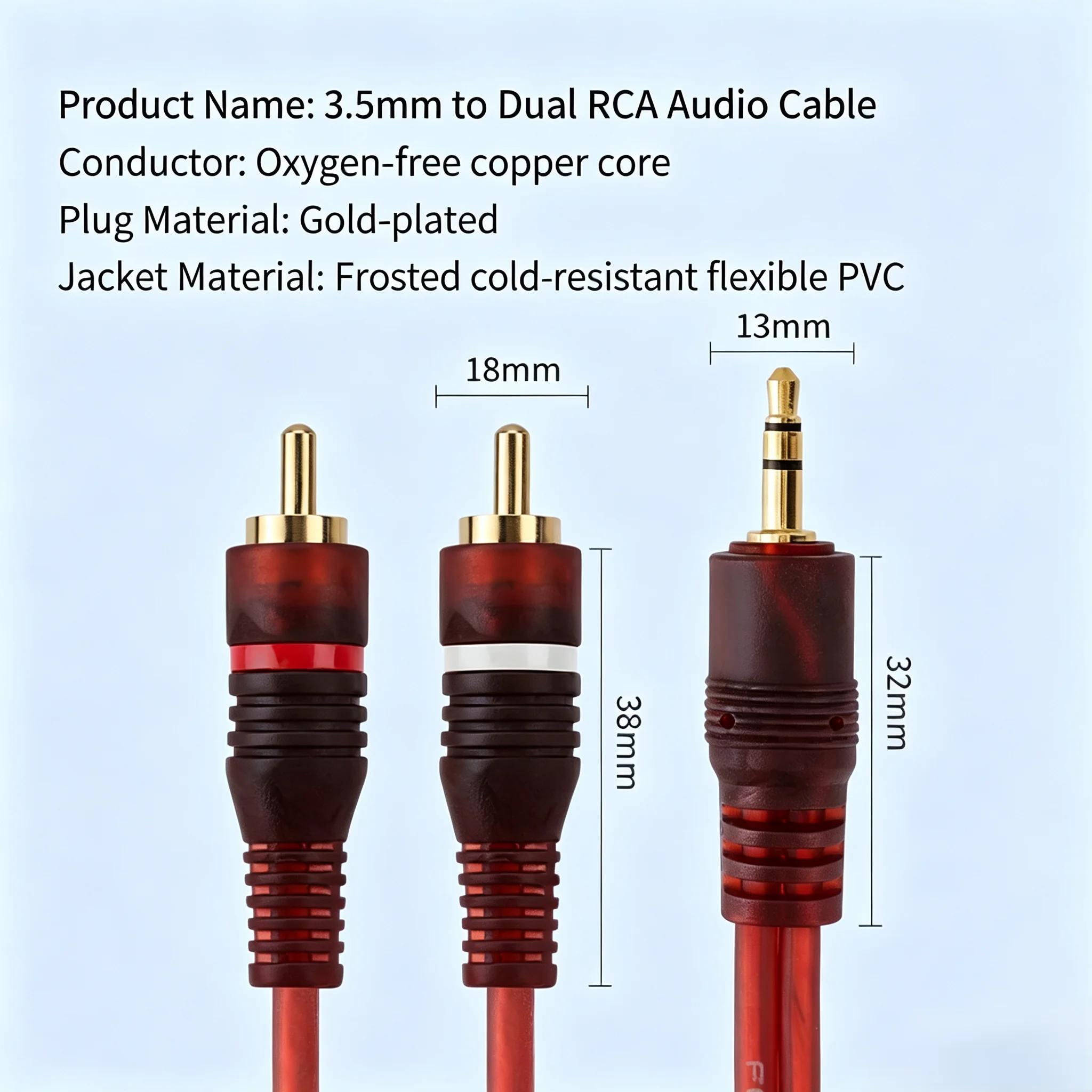 Miwayer Pro Studio Audio Cable Red 1.5/3/5/10m, Dual RCA Male to 6.35mm 1/4