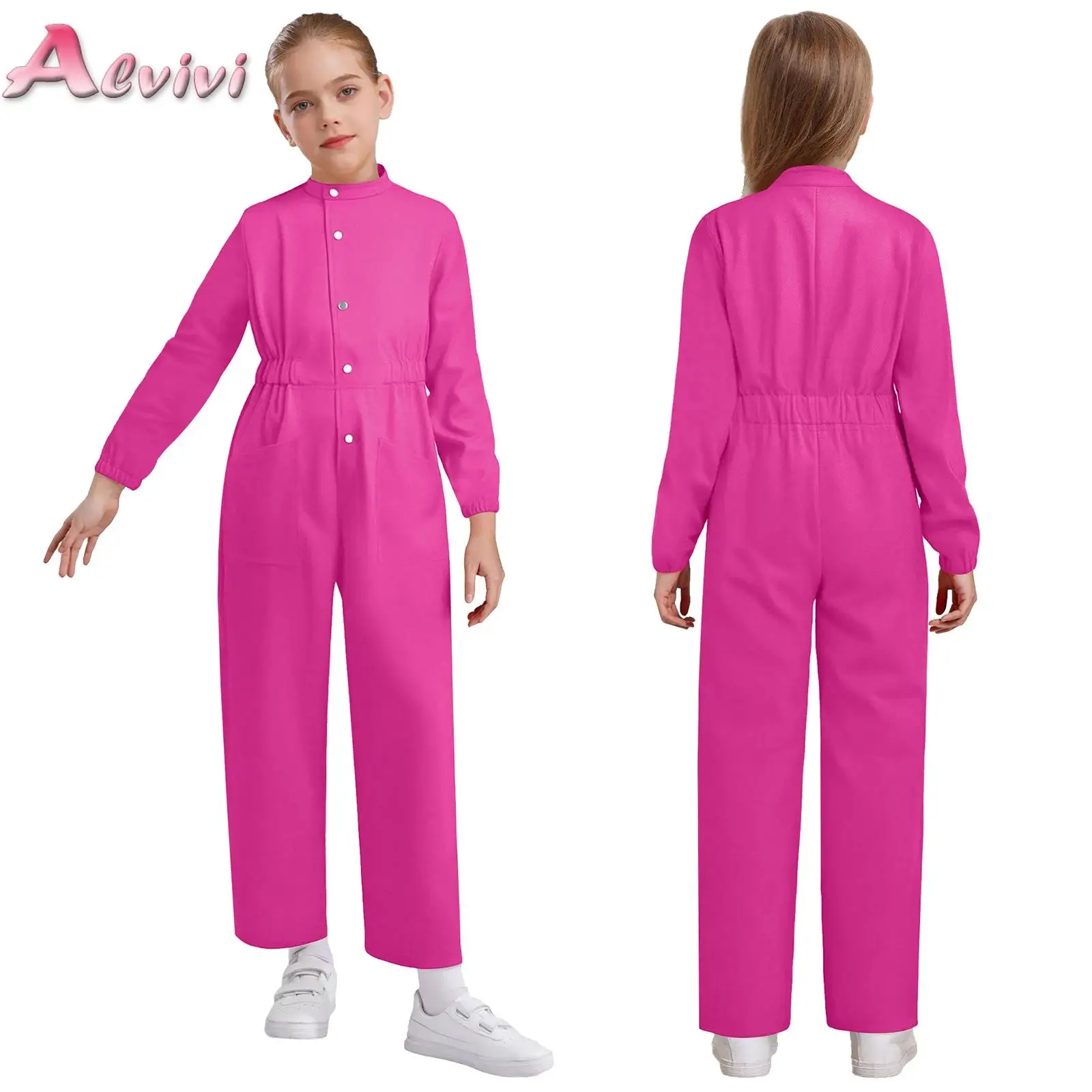 Girls Coverall Boys Casual Mechanic Boiler Suit Long Sleeve Flight Suit Straight-Leg Rompers for Kids Child Halloween Dress Up