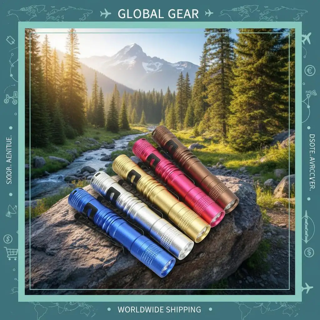 مصباح يدوي صغير محمول مع مشبك قلم يده شعلة جيب فائقة استخدام بطاريات AA للتخييم في الهواء الطلق مصباح الطوارئ