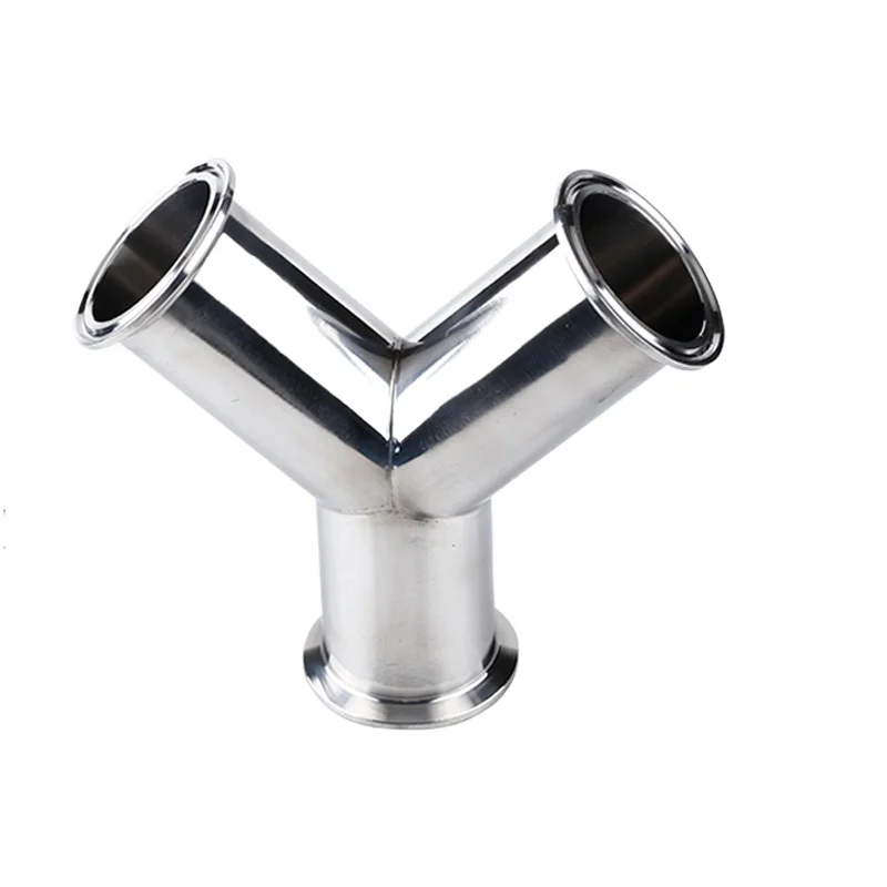 

19 25 32 38 45 51 -108 mm Pipe OD 1.5" 2" 2.5" 3" 3.5" 4" Tri Clamp 304 Stainless Y Shaped 3 Ways Sanitary Pipe Fitting Homebrew