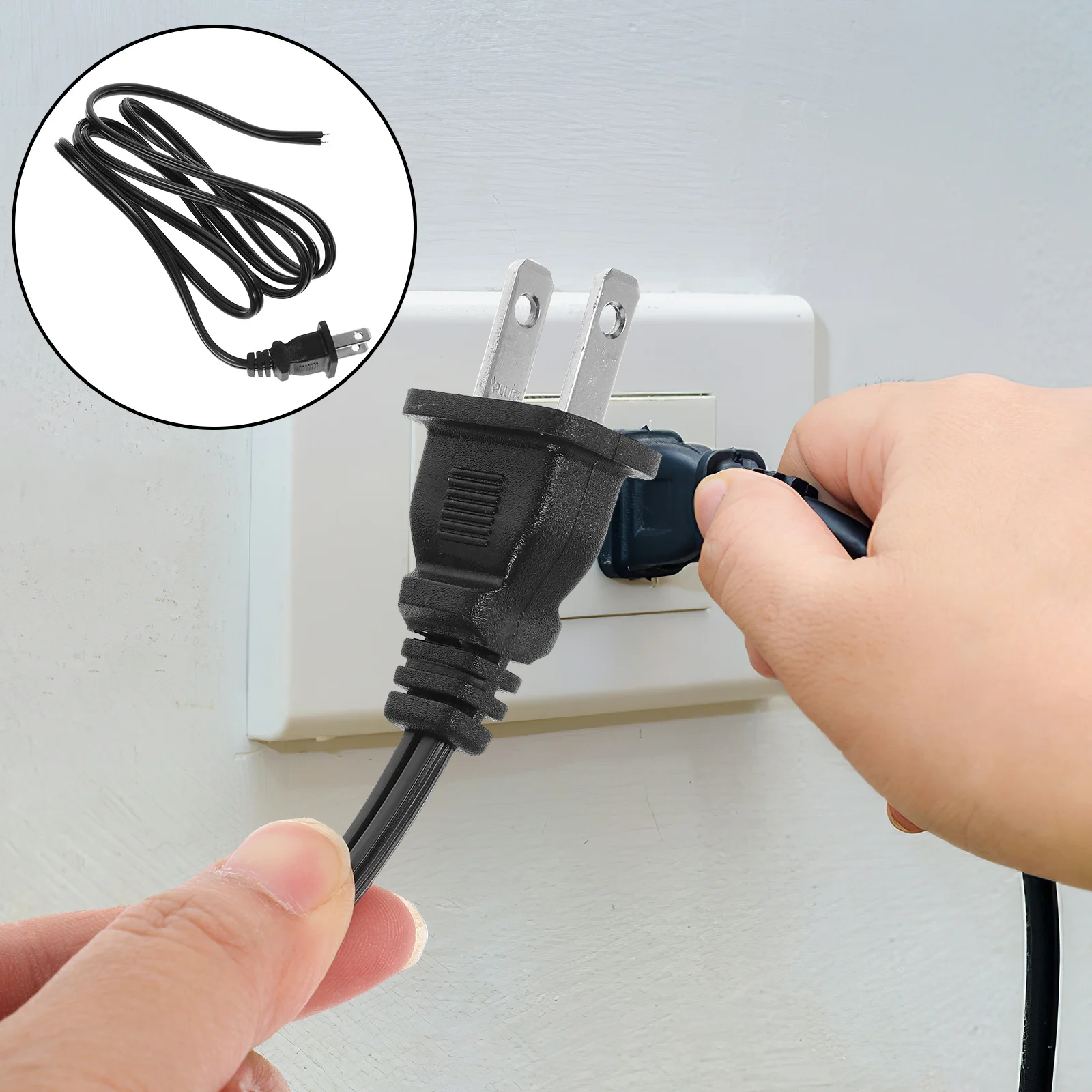 

1.5M Power Prong Plug Bare Tail For Lamp Computer Rice Cooker Machine Tool Home Office Replacement Power Supply Cable