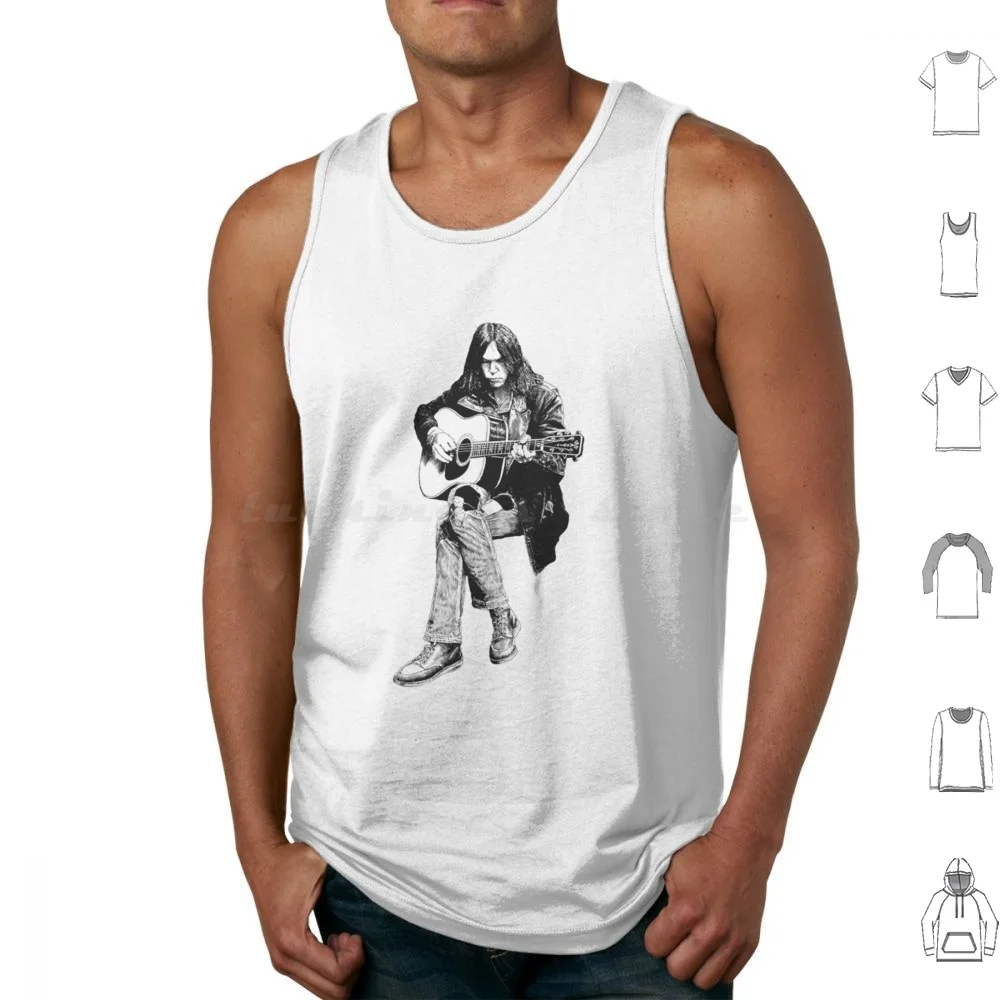 Neil Young Tank Tops Vest Sleeveless Neil Young Neil Music Band Rik Mayall