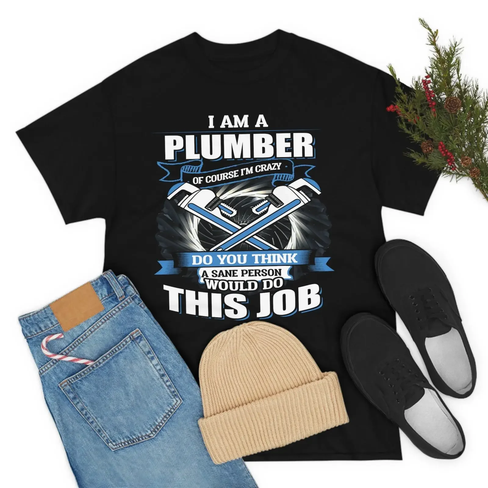 Crazy Plumber T Shirt Funny for Plumbers vintage Washed Casual Top For Everyday Wear graphic Slightly Breathable Stylish