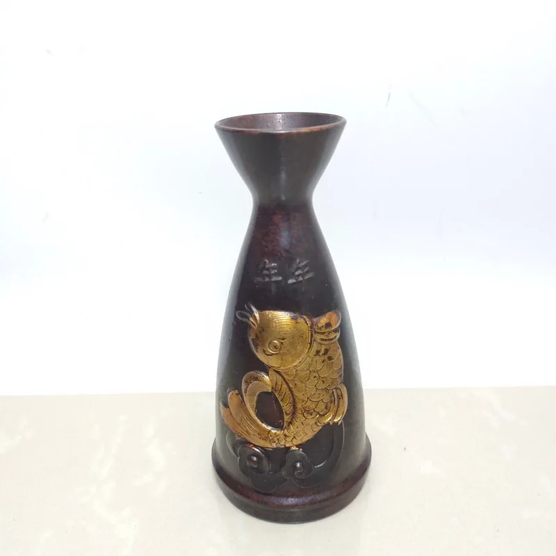 , brass, and red copper fish-shaped dispenser, warmer, flask, wine utensils, crafts, decorative items