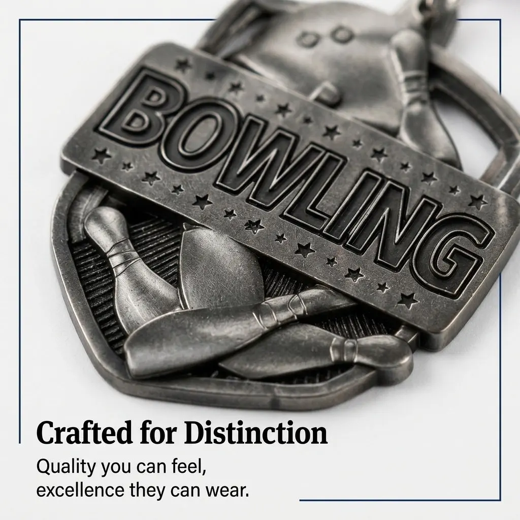 Bowling Medal High Quality Zinc Alloy Delicate Design Vibrant Recognition Piece for Bowling Parties Awards Competitions Decor