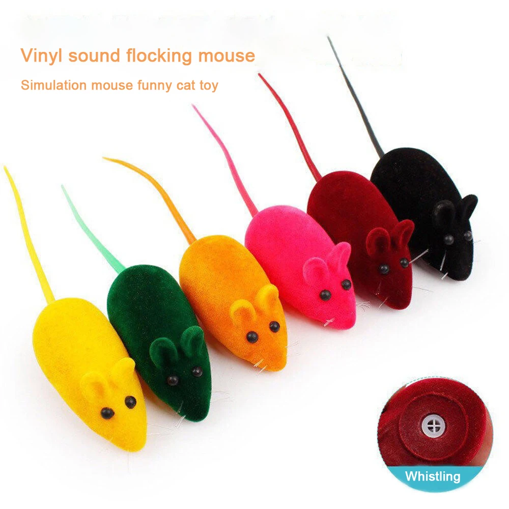 1~8PCS Interesting And Interactive Flocking Mouse Durable Materials Fun Cat Toy Unique Sound Effects Children's Toys Clear Voice