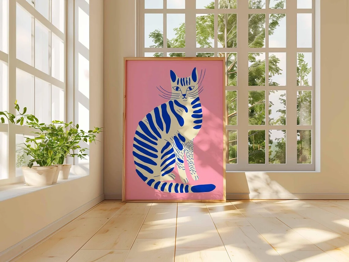 Arte de pared de gato moderno, - Photography Art reseña y precio