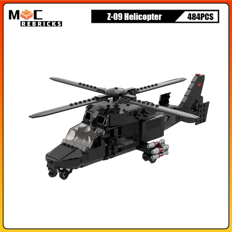 

MOC Military Z-09 Transport Helicopter Building Block Assembly Model Small Particle Compatible Bricks Toys Aircraft Kid Gifts