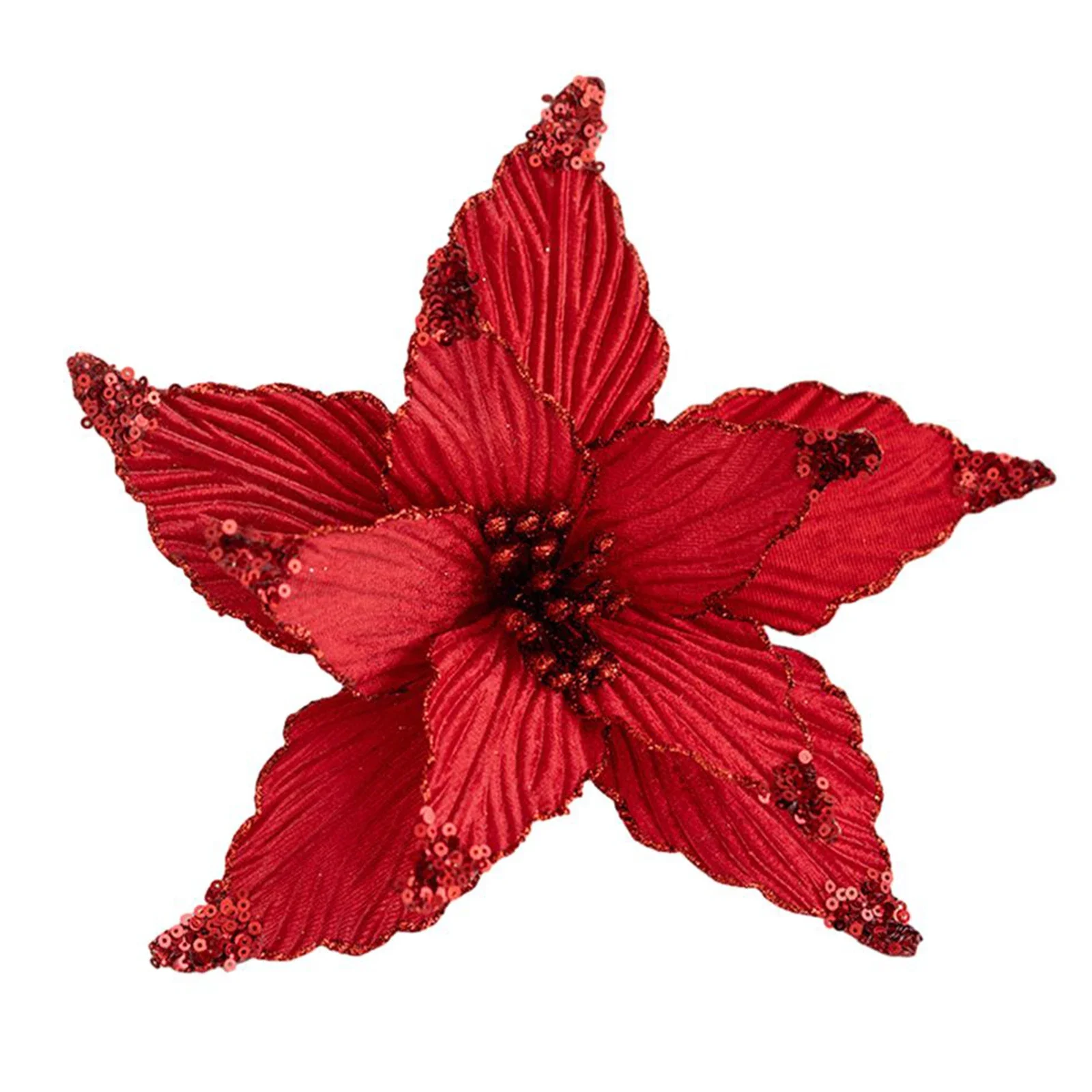 

25cm Christmas Poinsettia Glitter Flower Hanging Christmas Tree Ornaments Xmas Party Tree Decoration Christmas Goods