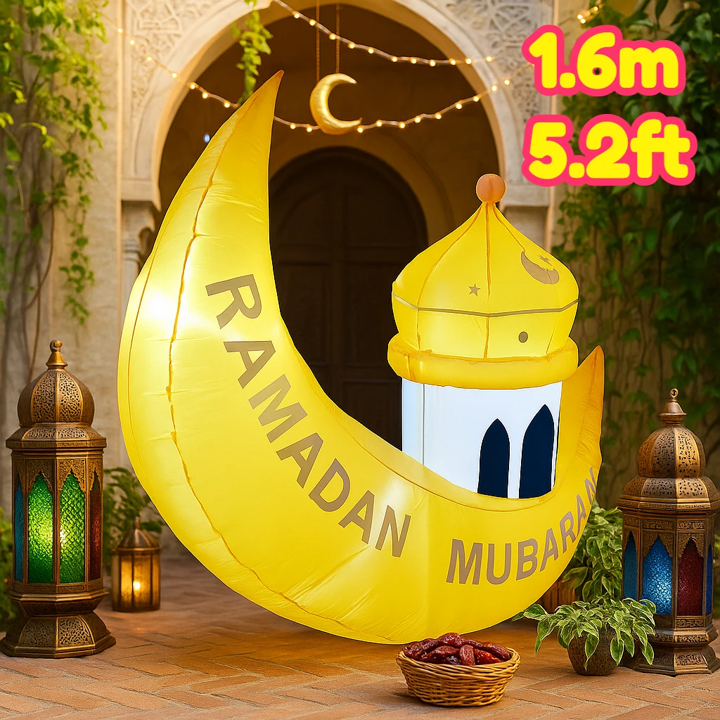 

16 м/5,2 фута Рамадан Мубарак желтый полумесяц мечеть надувной декор исламский праздник открытый двор сад праздничные декоративные принадлежности