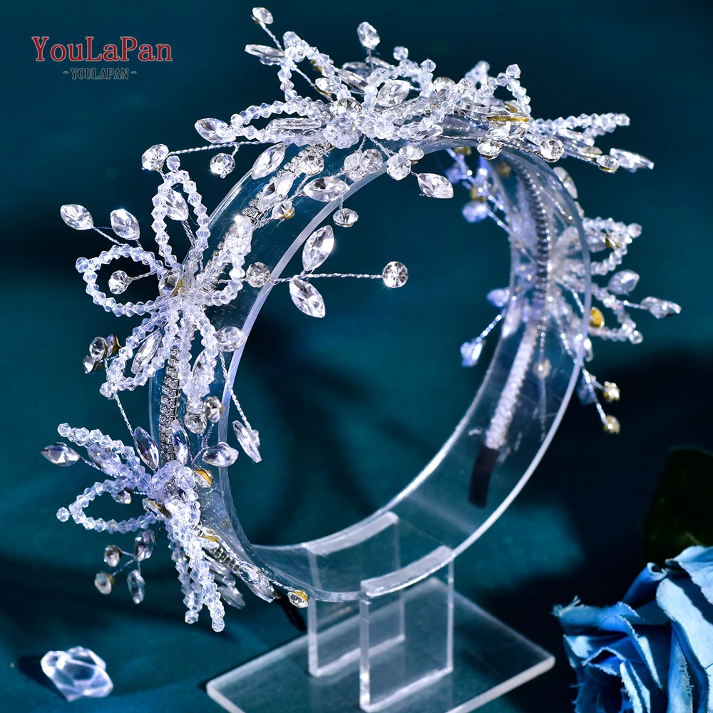 

YouLaPan Bride Wedding Hair Hoop Crystal Flower Headband Shining Headpiece Women Party Tiara Banquet Prom Hair Accessories HP875