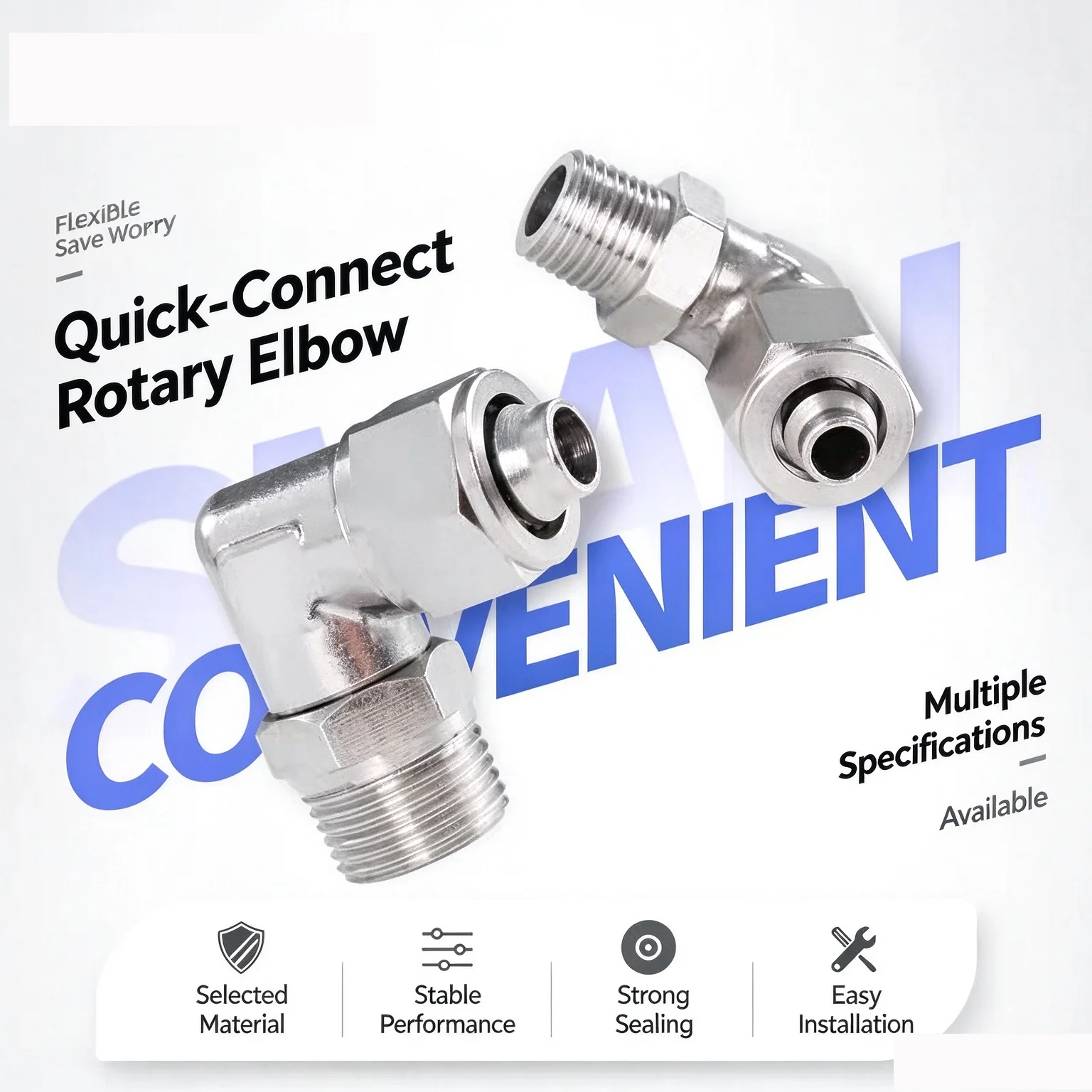 PL Fast Tightening Pneumatic Quick Connector 360 Degree Rotary L Elbow Outer Thread for PU Hose Pipe - Multiple Sizes 1/8' to 1/