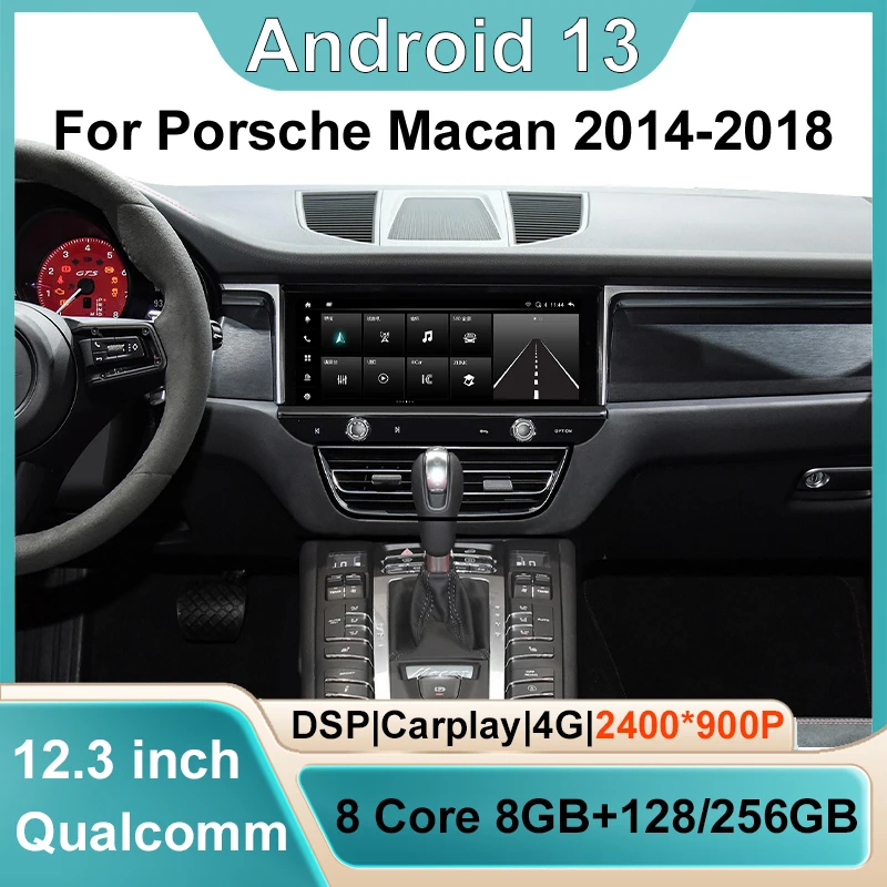 12.3inch Android 13 Car Intelligent System Wireless CarPlay 8+256G For Porsche Macan 2014-2018 Autoradio Multimedia