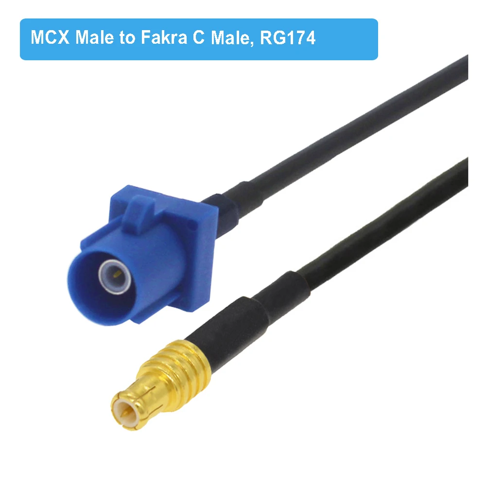 10pcs/lot Fakra C Male to MCX Male RF GPS Antenna Extension Coax Cable MCX Fakra Pigtail RG174 Jumper Adapter 10/15/20/30/50cm