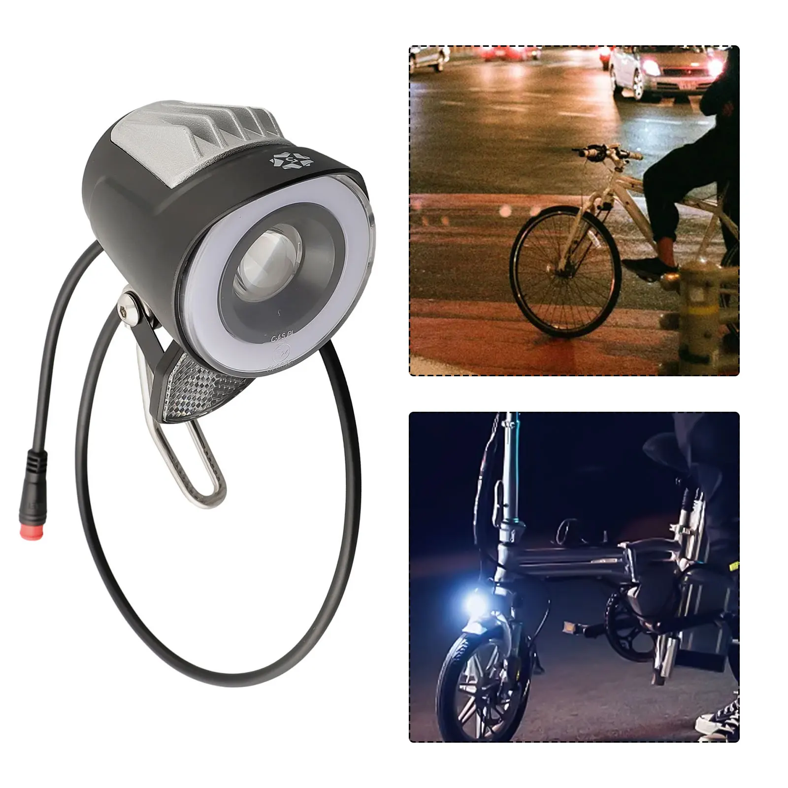 1PC6-48V Led Headlight Electric Bicycle Scooter Waterproof Front Light With Horn Accessories E-Bike Front Light Spotlight Parts