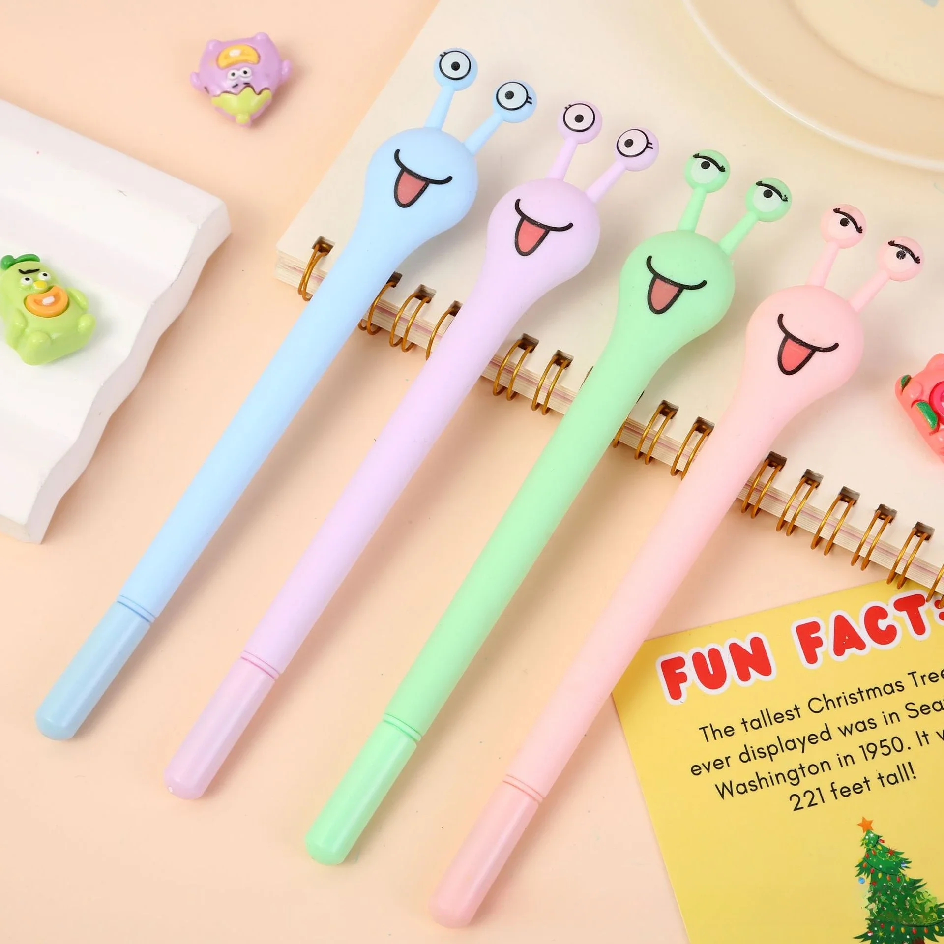 12ชิ้นขายส่งสร้างสรรค์กาวนุ่มตลกหอยทากใบหน้าปากกากลาง,การเรียนรู้ไดโนเสาร์น้อยน่ารักนักเรียนปากกา