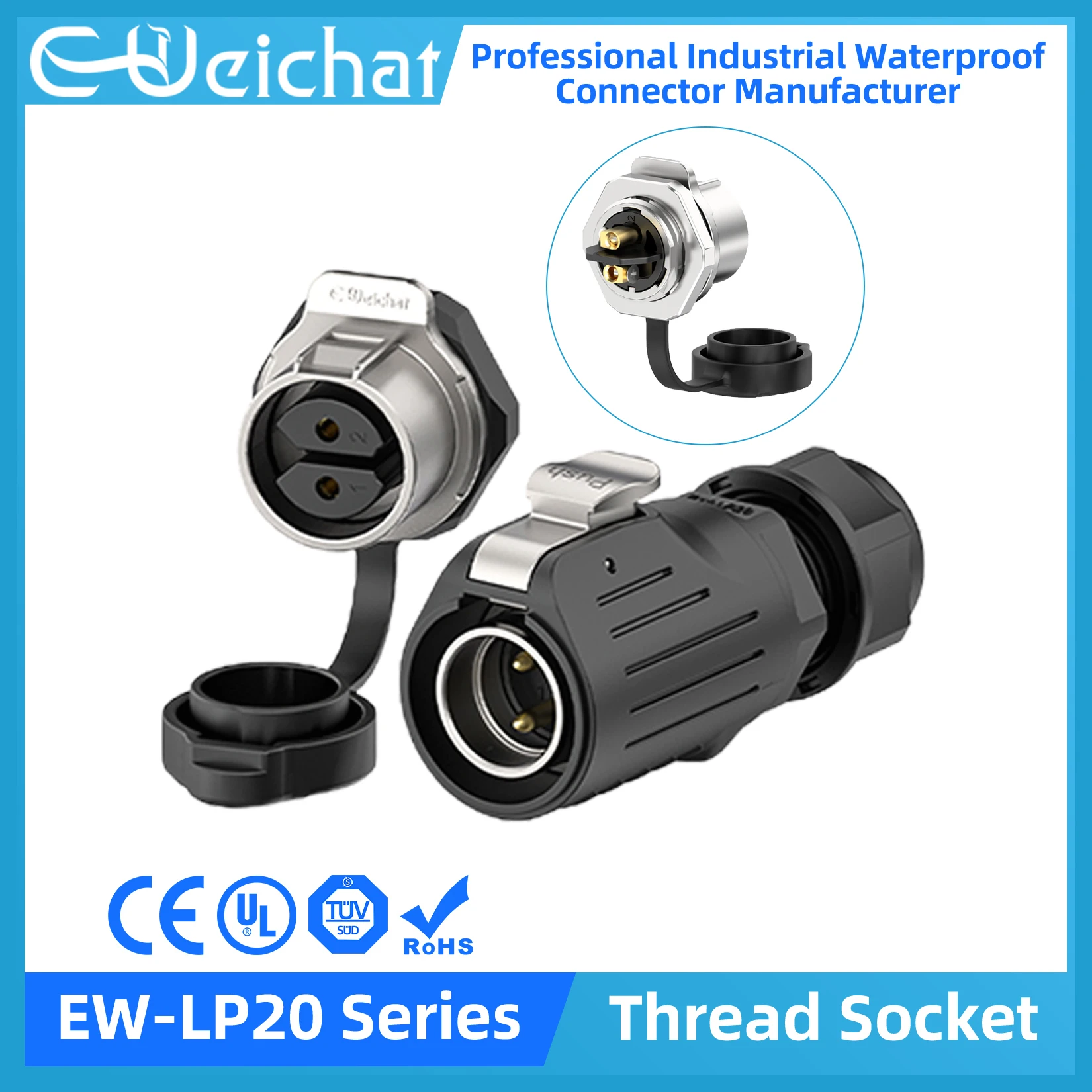 

EW-LP20 Screw Wiring Waterproof Connector IP68 Industrial Circular Aviation Electrical Connector M20 2-14 Pin Thread Socket