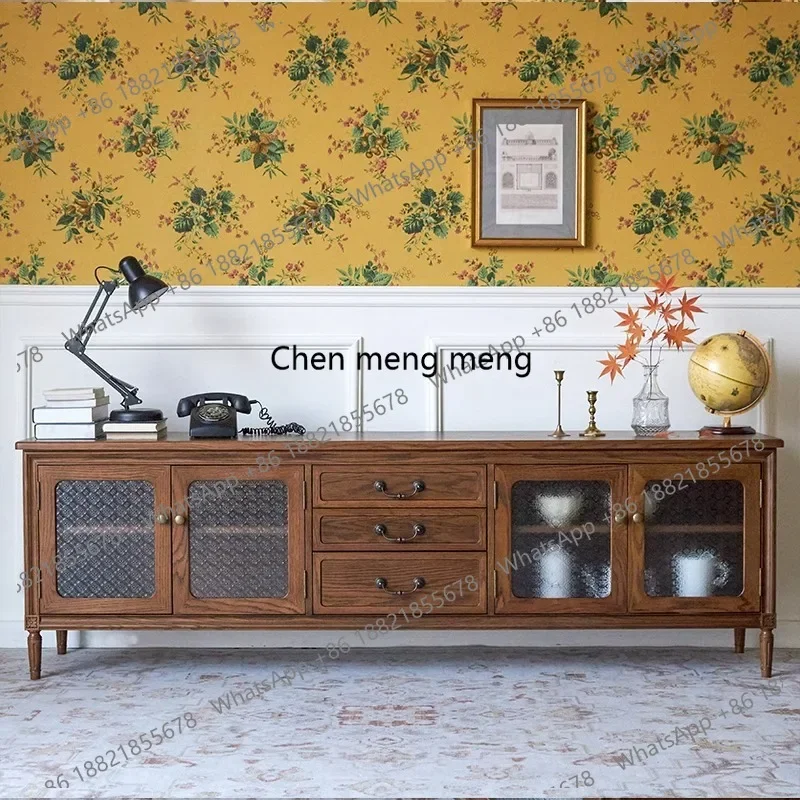 TV Cabinet American Retro Solid Wood Living Room Coffee Table Set Home Floor Cabinet Sideboard Nordic