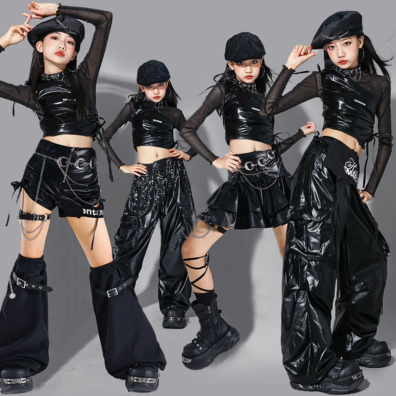 الأزرق Kpop ملابس رقص الفتيات الجاز الزي الأبيض المحاصيل الأعلى الدنيم تنورة أداء الجاز المرحلة دعوى طفل أزياء الشارع الشهير AMY2958 #1