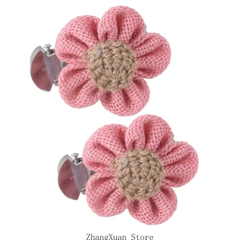 2 Stück Baumwolle Leinen Floral Fenster Vorhang Clip Metall Klammern Schnallen Blumen Design Gardinen Raffhalter Home Dekoration – Detail 4
