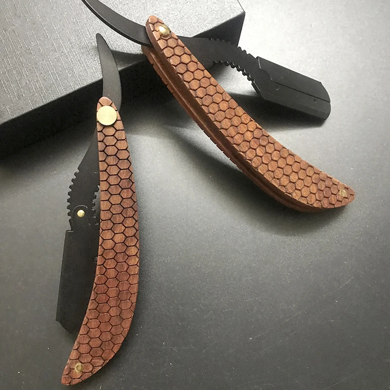 wood handle blade shaving razors professional manual barber shaver eyebrow razor men's replaceable blade shaving razor men gift