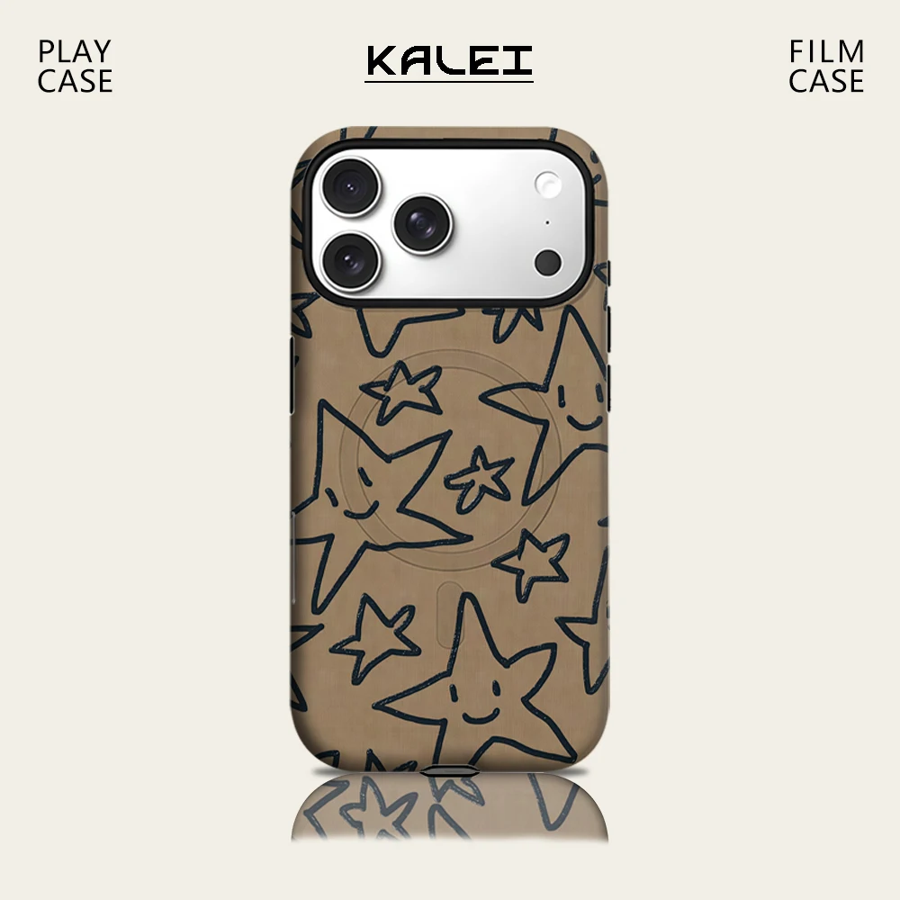 

Tan & Black Stars Phone Case for IPhone 17 16 15 14 13 Pro Max Plus for Magnetic Single Double-layer Tough Case