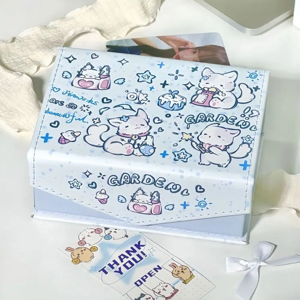 Desk Decoration Waterproof Card Storage Box Anime Cartoon Desktop Storage Box Cute PU Photo Card Organizer Idol Card Organizer