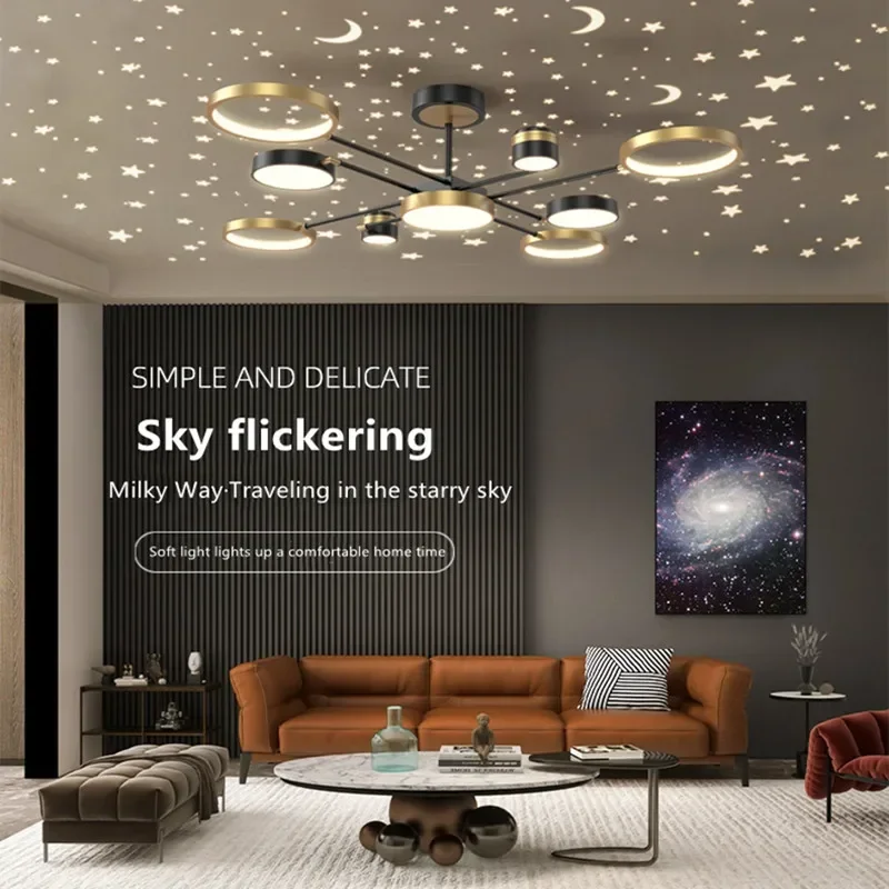 New LED Chandelier Lustre Living Room Bedroom Home Interior Modern Starry Sky Romantic Decor Ceiling Lamp 2026 Lighting Fixture