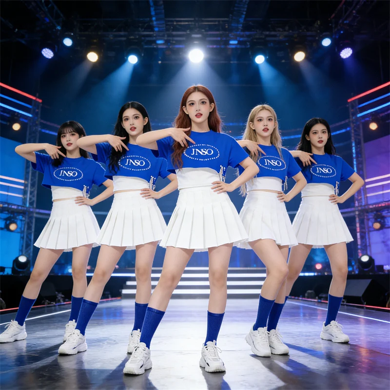 

Корейский комплект из топа и юбки для женщин: костюм для фитнеса, джазовых танцев, студенческого черлидинга, для молодежи, придающий энергии