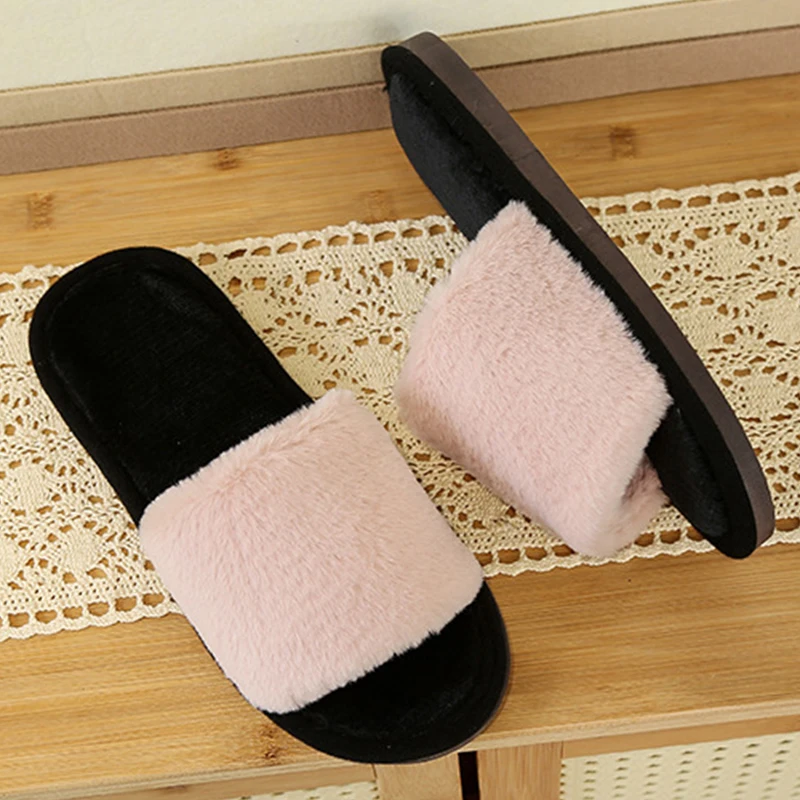 Fashion Leopard Plush Flat Heel Slippers Women Lightweight Comfort Non-slip Cotton Slides Indoor Outdoor Open-toe Warm Slippers