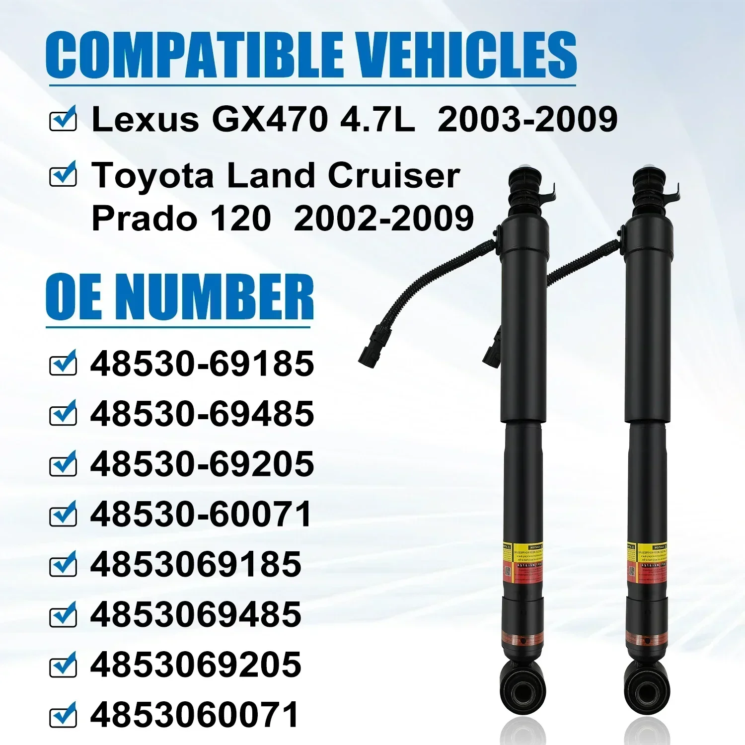 2pcs Front/Rear Shock Absorber for Toyota Land Cruiser Prado 120/Lexus GX470 02-09 4853069185 4853069485 4853069205 48510-69195