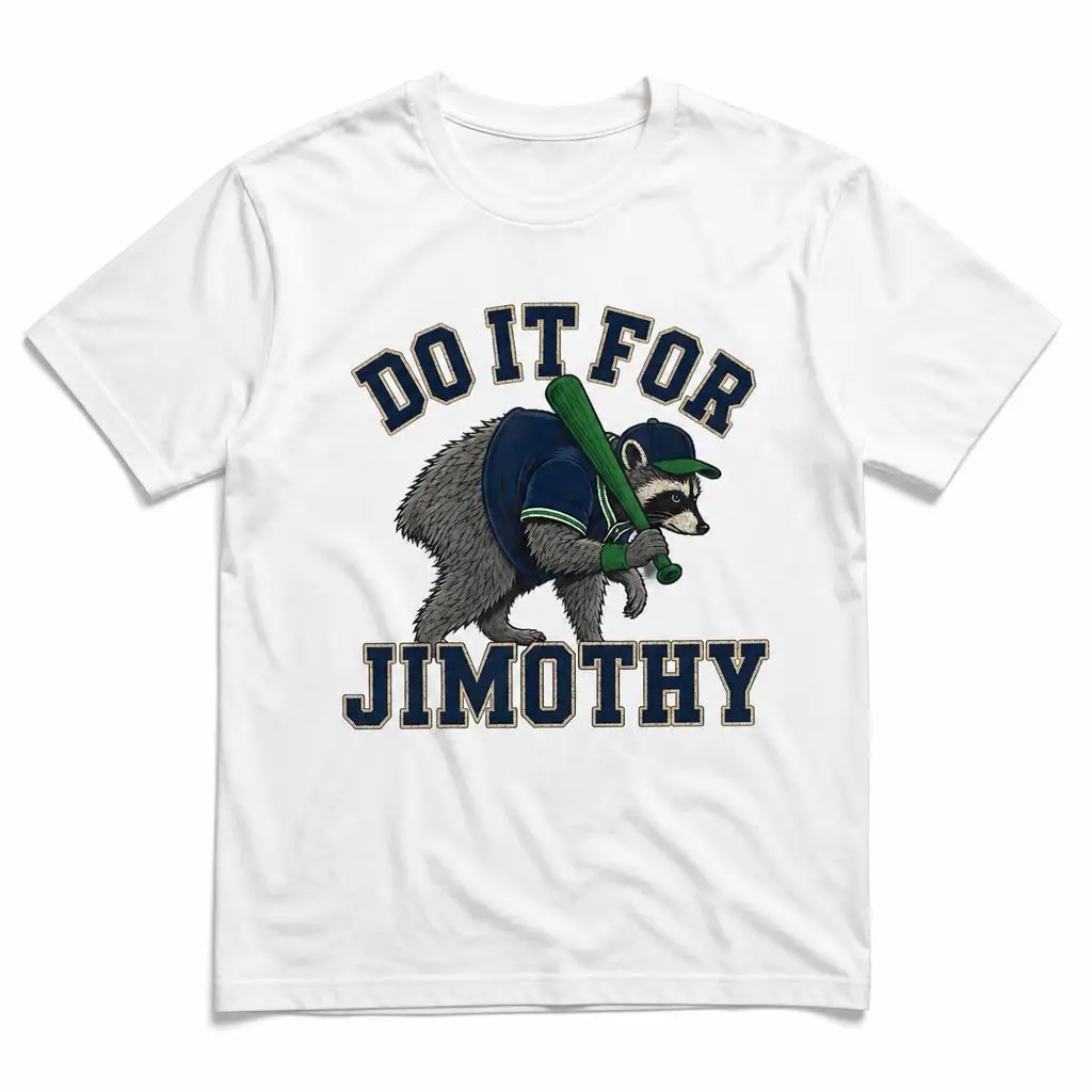 Do It for Jimothy Viral Seattle Raccoon Baseball Feral Legend T-Shirts for Men Cotton Tees Round Collar Short Sleeve T Shirts