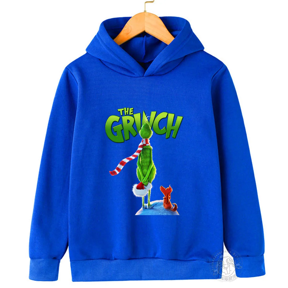 Disney Grinch printed children\'s clothing 3-14 years old boys and girls clothing street casual outdoor sports warm sweatshirt