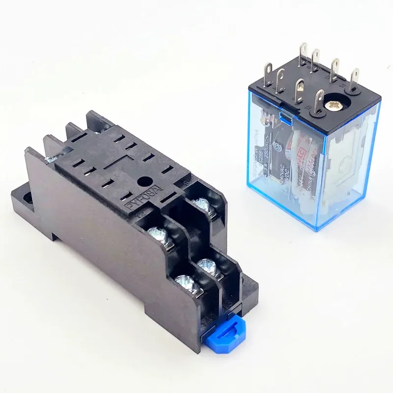 1PCS,8-11-14 Pin,Small Electromagnetic Intermediate Relay,AC 5/10A 250V,Coil,DPDT,With Socket Base,With Indicator Light