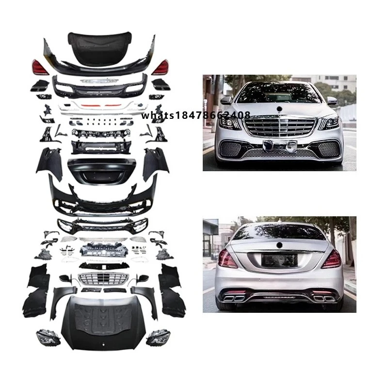 W221 2005-2013 Upgrade to W222 Body Kit S65 Cut Version Front & Rear Bumper New Condition for S-Class