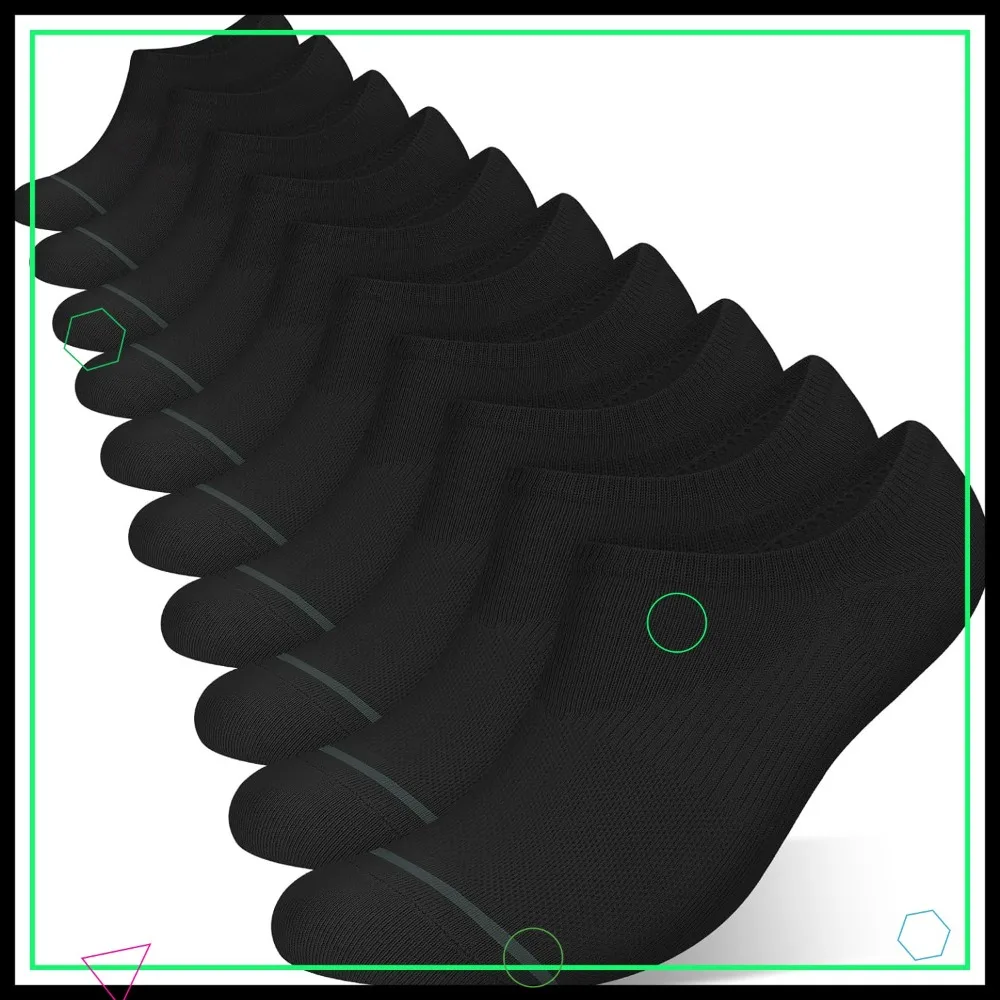 

10 Pairs No Show Socks Men Low Cut Ankle Short Casual Thin Invisible Socks with Non Slip Grips