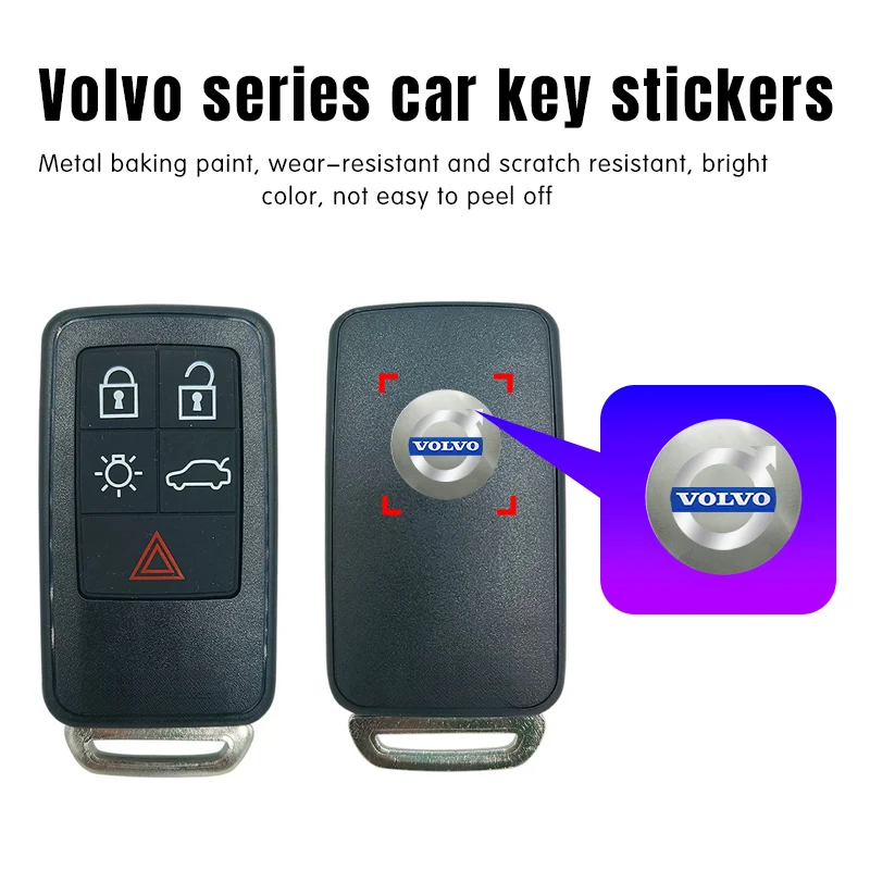 3D 14mm Crystal Car logo Key Emblem button 3M Sticker For Volvo XC40 XC60 XC90 C30 C70 S40 S60 S80 S90 T6 T8 V40 V50 V60 V70 V90