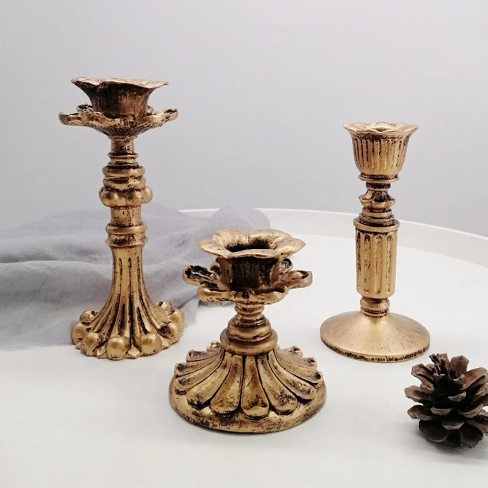 

Vintage C Holder Retro Decorative C Golden Resin Home Adornment Dinner Table Decor Practical Use Romantic Atmosphere