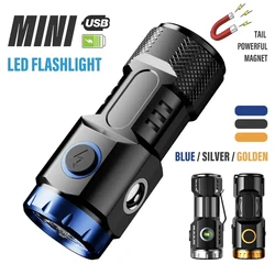 MINI LED Flashlight Rechargeable Camping Light With Side Lights and Lampshade Tail with Magnet Suitable for Exploring, Camping