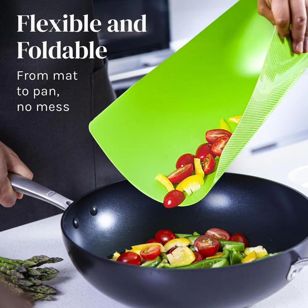 Thick Flexible Plastic Cutting Board Set of 6, BPA-Free, Non-Slip, Dishwasher Safe, Color-Coded, 15x12 Inches