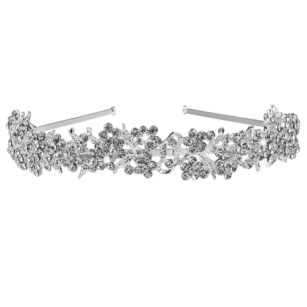 

1 pc Alloy Flower Headband Tiara Crown Bridal Wedding Hair Bride Chic Sparkling Crystal Pearl Party Prom Formal