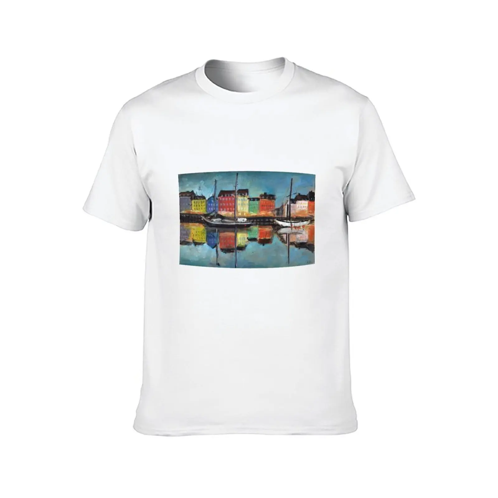 المراكب الشراعية في المدينة، كوبنهاغن تي شيرت تي شيرت مخصص طباعة رجل جرافيك تي شيرت تي شيرت #2