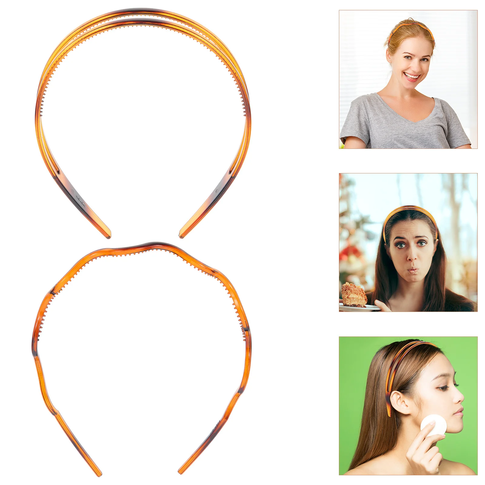 

2pcs Headbands For Women Non-Slip Thin Hair Bands With Teeth Lightweight For Face Wash Workout Makeup Fashion Headband Set