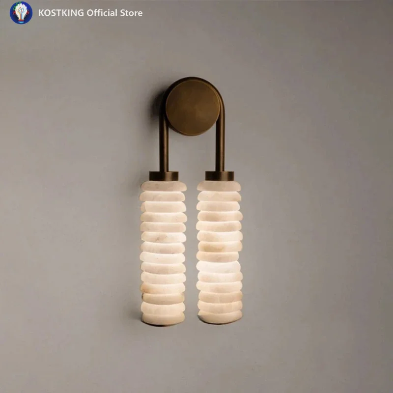 Popular Style Spanish Natural Marble Wall Lamp Design Hotel Highend Atmosphere Living Room Bedroom Bedside Lighting Fixtures
