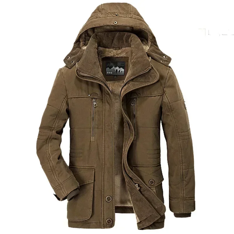 Uomini Piumini Lunghi Cappotti Invernali Con Cappuccio Casual Caldo Parkas 6XL Buona Qualità Maschio Fit Cappotti Invernali Multi-tasche Cargo