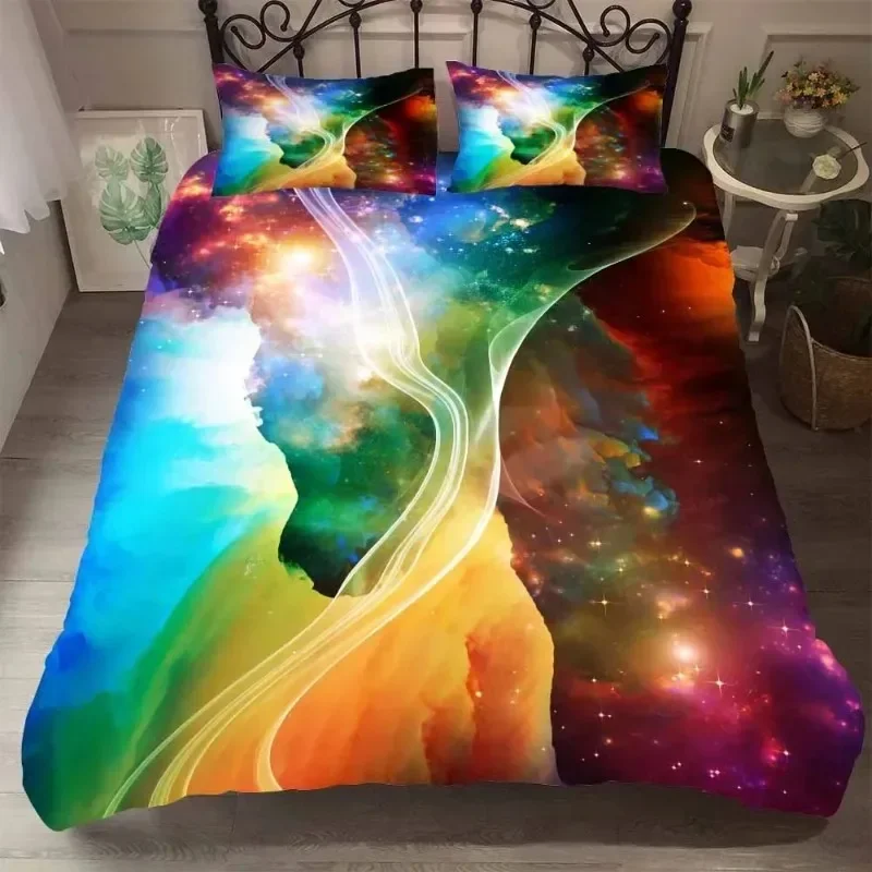 Print Starlight Galaxy Microfiber Quilt Cover with Pilllowcases Starry Sky Comforter Cover Bedding Set Dropship Duver Cove Sets