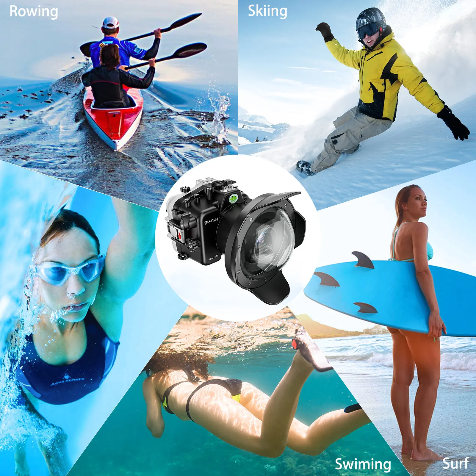 Seafrogs Professional 40M/130FT Underwater Camera Housing With Dome Port For Olympus OM-1 12-100mm 12-40mm Lens